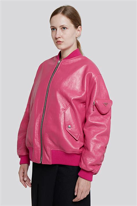 prada red leather jacket|pink prada bomber jacket.